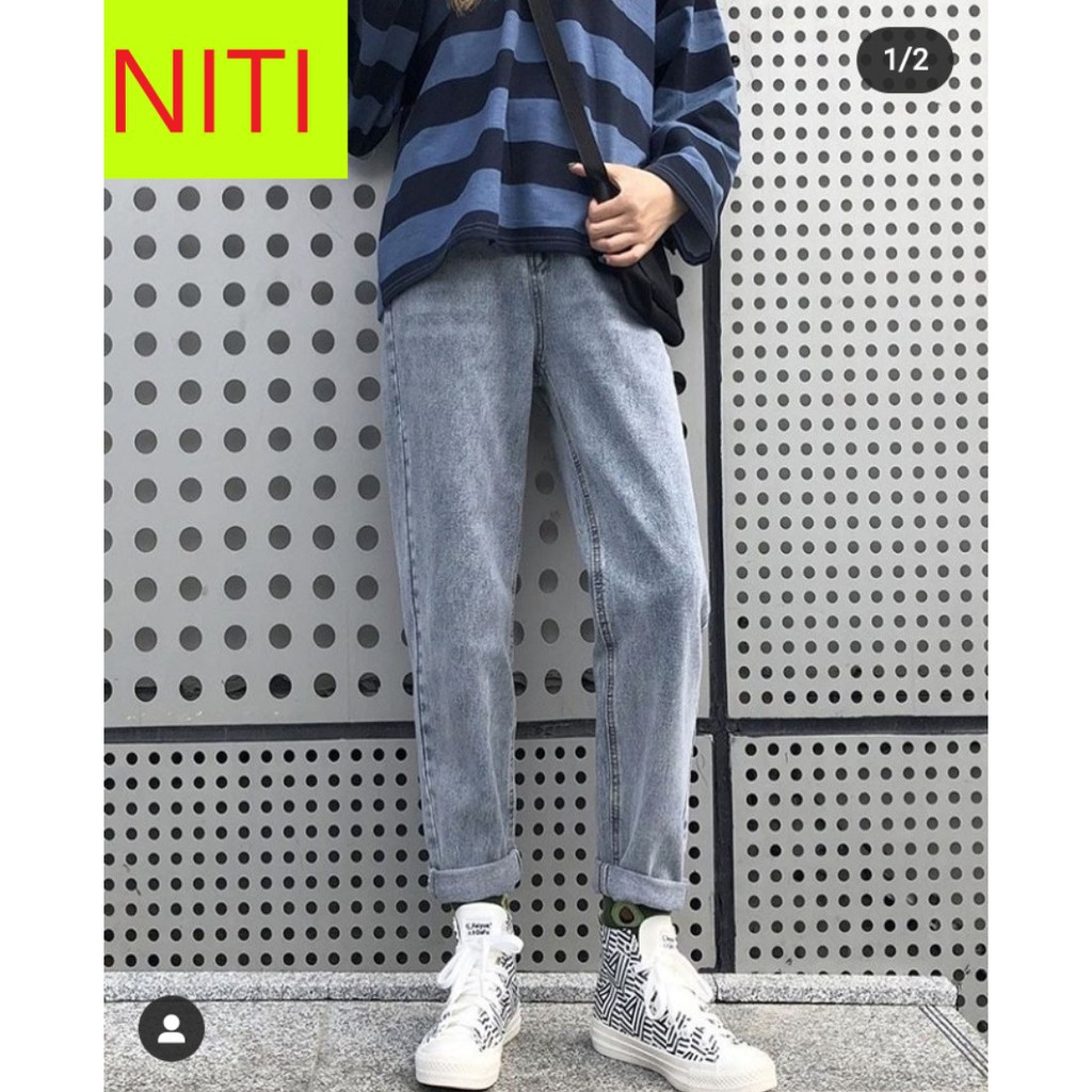 QUẦN BAGGY JEAN NỮ LƯNG CAO NITI MÀU XANH NHẠT SIÊU XỊN HÀNG SHOP