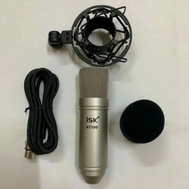 BỘ Thu âm đầy đủ mic hát karaoke livestream onmicro ISK AT100 CARD H9 BT chân kẹp màng lọc tặng tai nghe