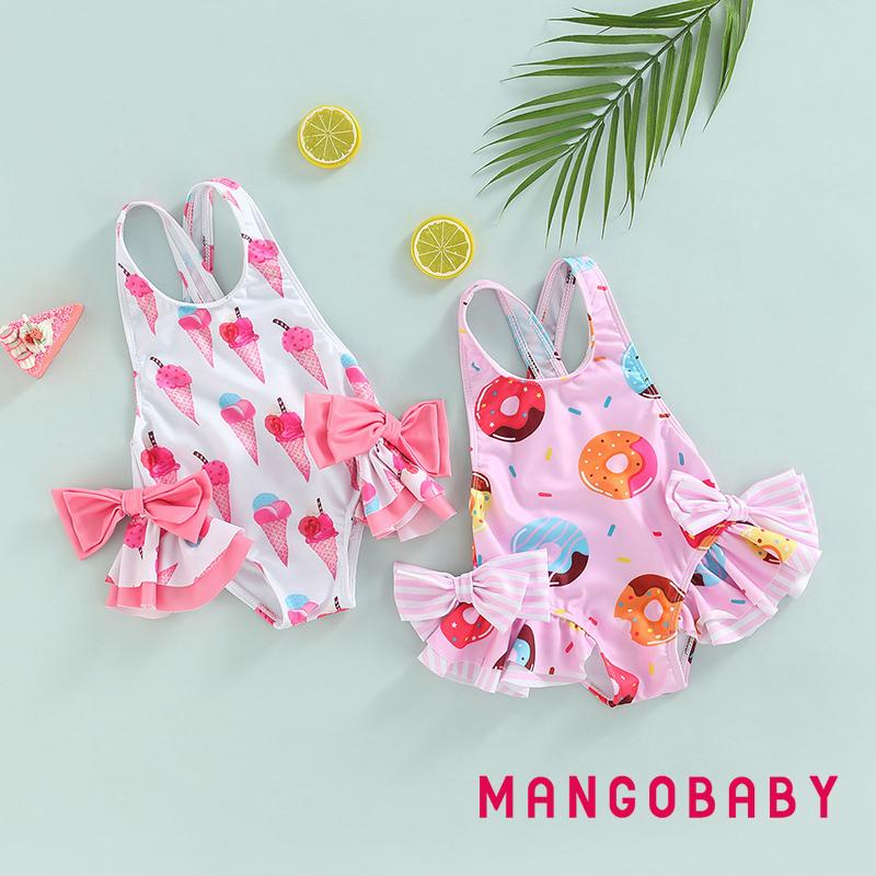 Bộ Đồ Bơi Một Mảnh Không Tay Họa Tiết Bánh Donut/Kem Đáng Yêu Cho Bé Gái