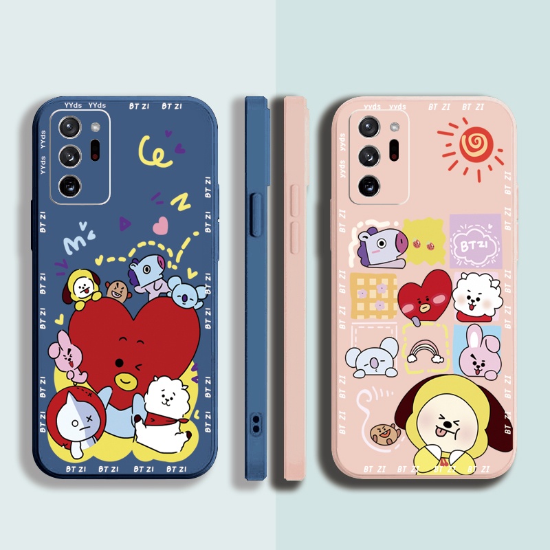 Ốp Điện Thoại Cạnh Vuông In Hình BTS Hoạt Hình Cho Samsung Galaxy Note 20 Ultra A30 A20 A50S A10 A12 M12 M10