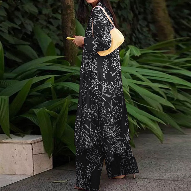 Set Quần Dài Ống Rộng Và Áo Tay Dài Zanzea Phong Cách Thời Trang Đường Phố Châu Âu Cho Nữ