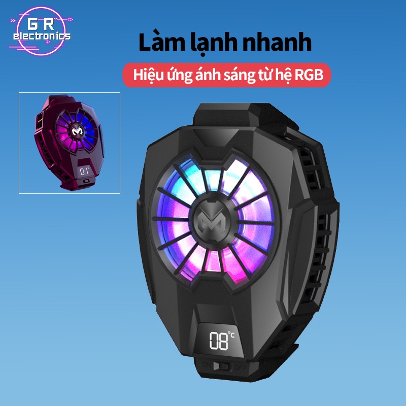 Đế tản nhiệt quạt sò lạnh cho điện thoại, Màn hình LED hiển thị nhiệt độ, LED RGB Hạ nhiệt khi bật nguồn -Memo DL05