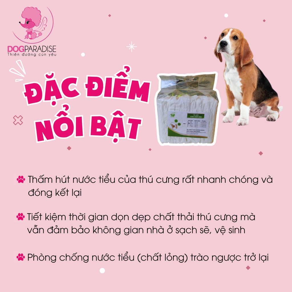 Tã quần Top Dog dành cho chó đực thấm hút nhanh bịch 12 miếng size S/M/L/XL - Dog Paradise
