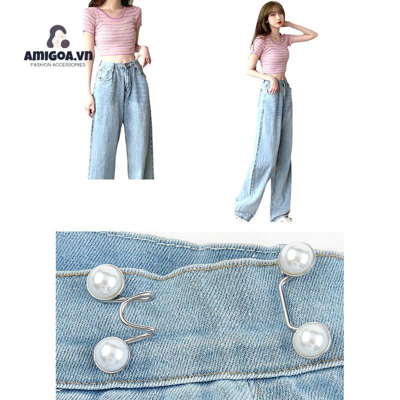 【amigoa.vn】Thắt Lưng Quần Jean Cố Định Cỡ Lớn Có Thể Tháo Rời Với Nút Kim Loại Không Cần Đóng Nút Có Thể Điều Chỉnh