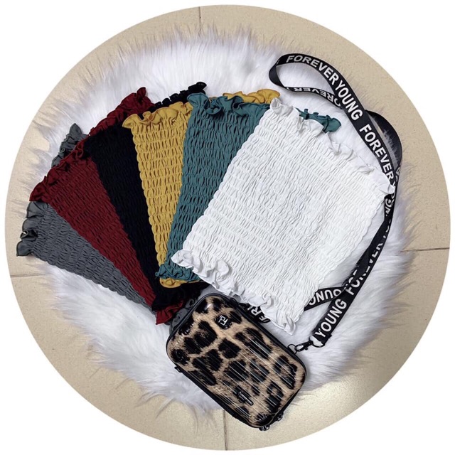 Áo ống voan nhún, áo ống nhún chỉ smocking