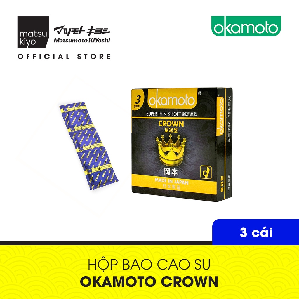 [Mã BMBAU50 giảm 7% đơn 99K] Bao Cao Su Okamoto Crown Kích Cỡ Nhỏ Siêu Mỏng Và Mềm Mại matsukiyo