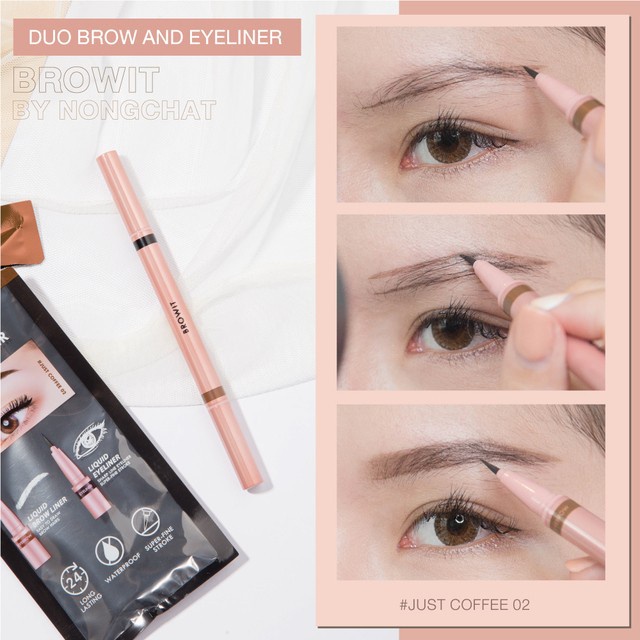 Chì kẻ mày và kẻ mắt màu hồng Browit by NONGCHAT Browit DUO BROW AND EYELINER NỘI ĐỊA THÁI