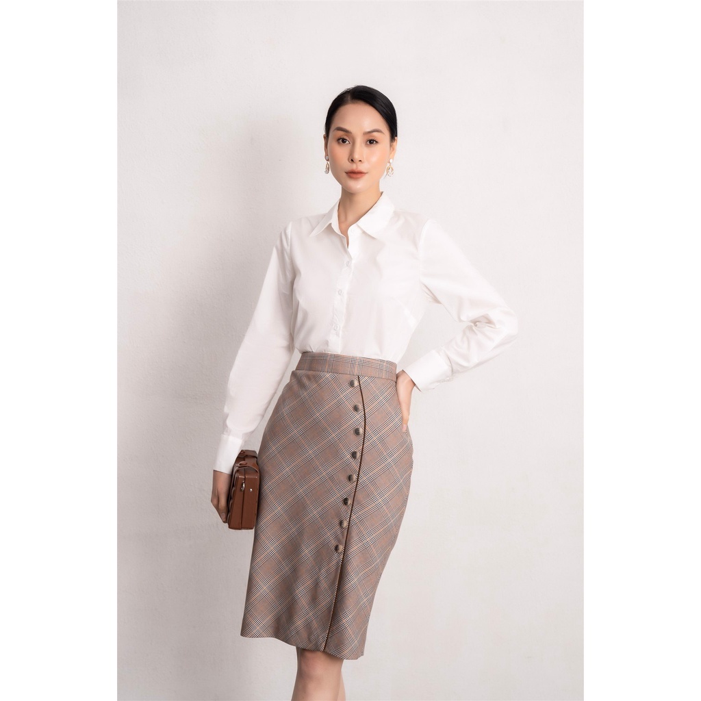 Áo sơ mi trắng nữ tay dài Eva de Eva 22SSME006T