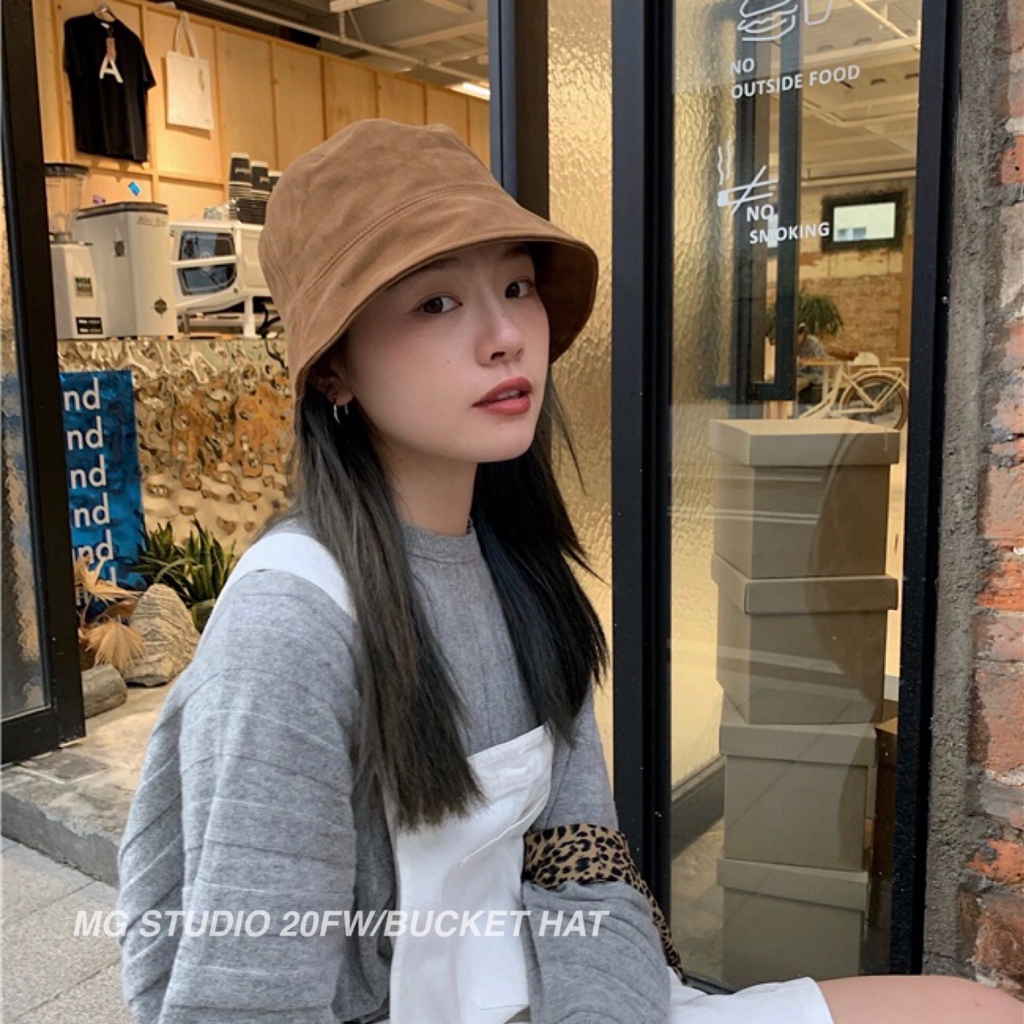 Nón Bucket Màu Sắc Đơn Giản Phong Cách Retro Nhật Bản