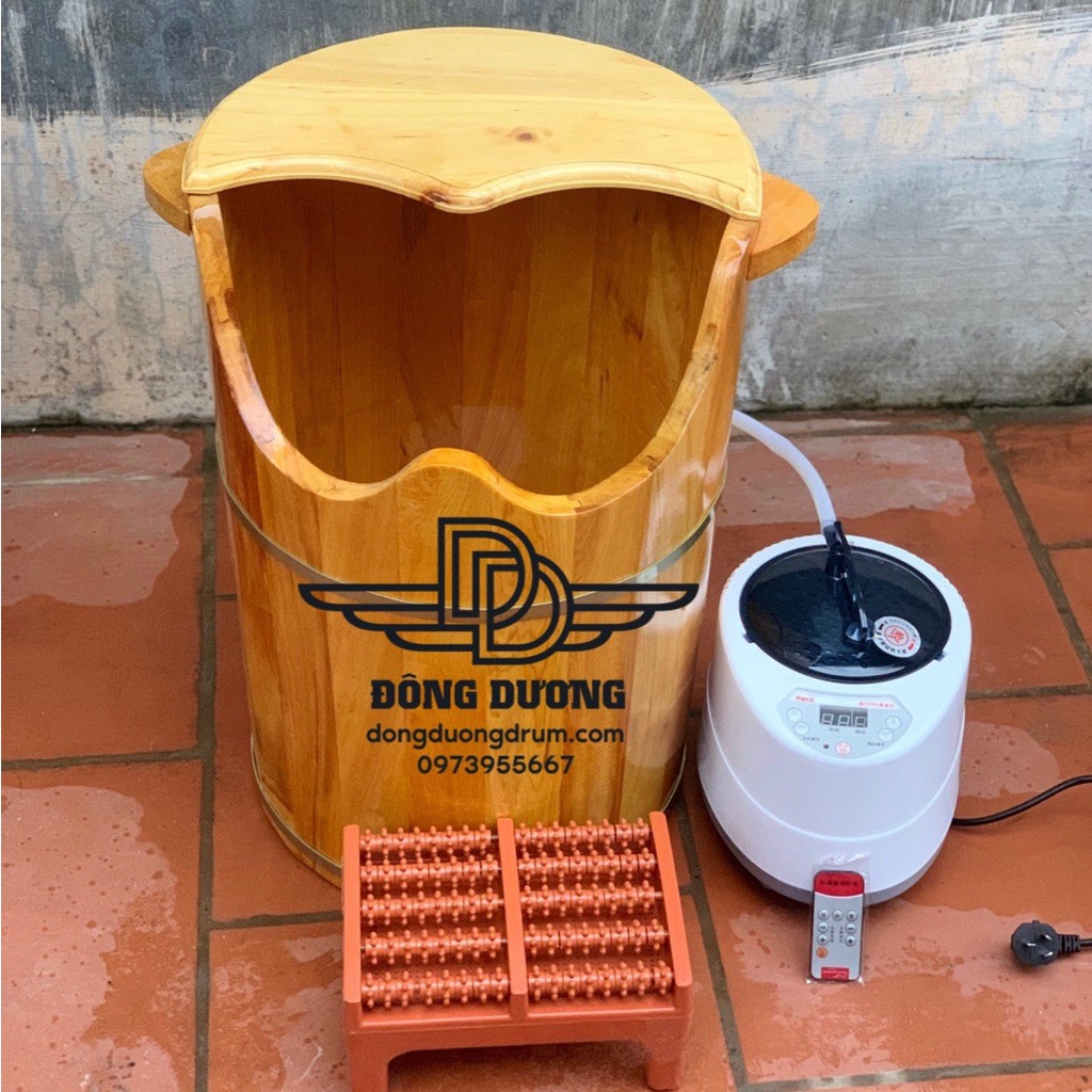 Thùng gỗ xông hơi chân kèm máy giúp làm giảm mệt mỏi, dễ chịu