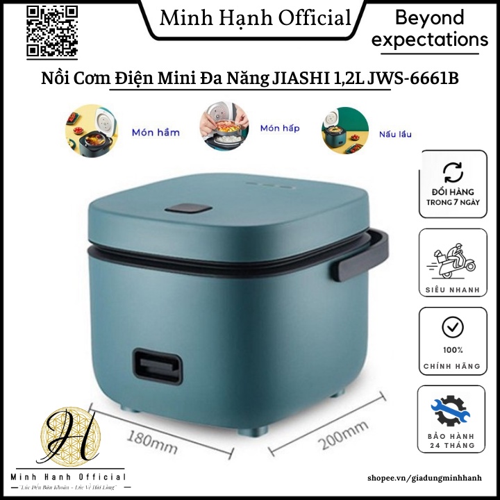 Nồi cơm điện mini đa năng JIASHI 1,2L JWS-6661B ( nấu cháo, hầm, hấp luộc) cho 1 đến 2 người Ưu Tiên Sv BH 12thang