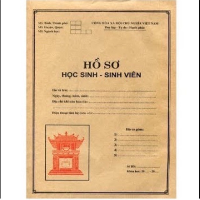 Bộ hồ sơ học sinh - sinh viên ( Mẫu mới 2021)