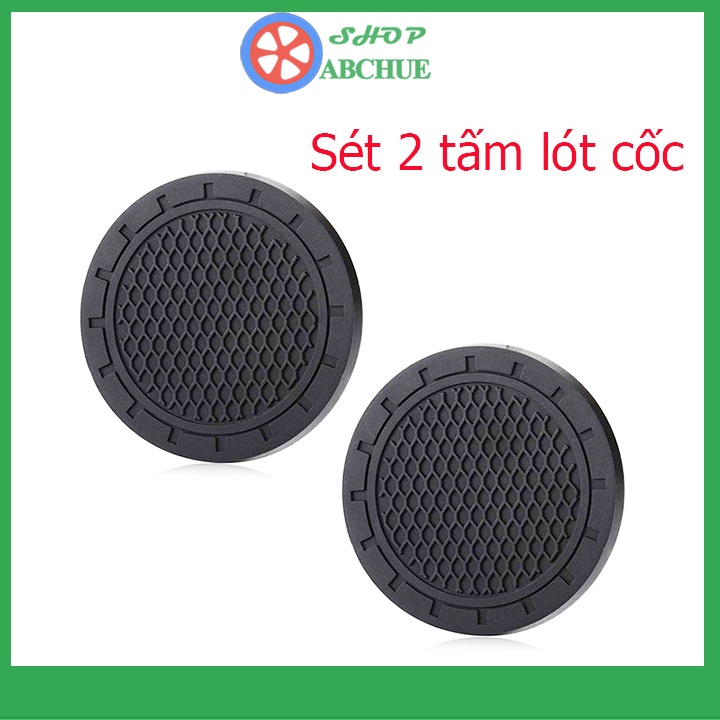 Bộ 2 miếng lót cốc nước bằng sợi carbon dùng trên xe hơi
