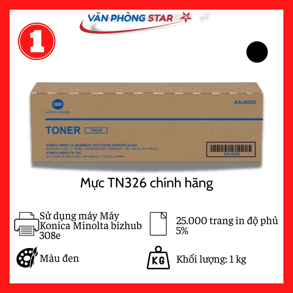 Mực in chính hãng máy photocopy Konica TN326 308e/C368e