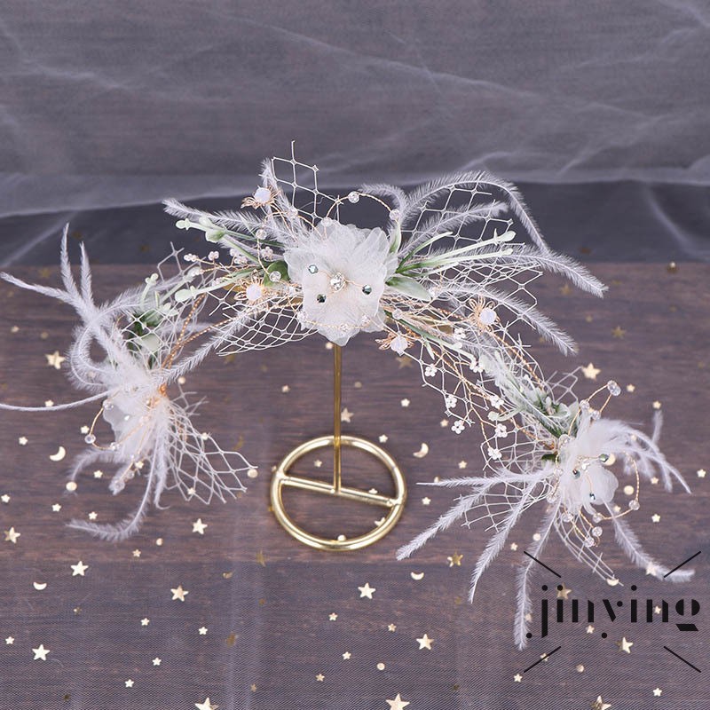 GETNOIVAS Vòng cài tóc kèm hoa và lông vũ xinh xắn cho nữ