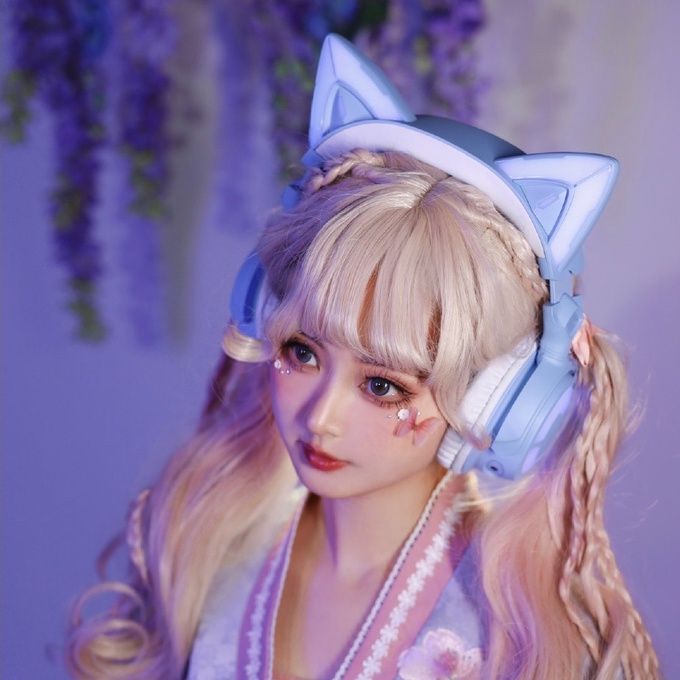 Tai nghe tai mèo Demon Dance YOWU Cat Ear Headphone 4 phiên bản Blue.