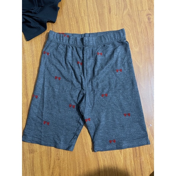 quần thun biker short xám nơ đỏ