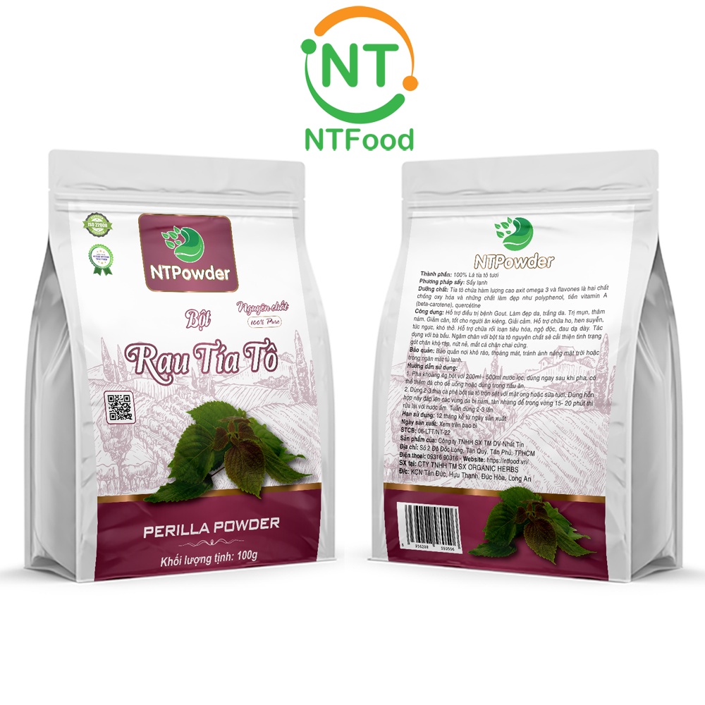 Bột Lá tía tô sấy lạnh nguyên chất NTPowder 100Gr - Nhất Tín Food