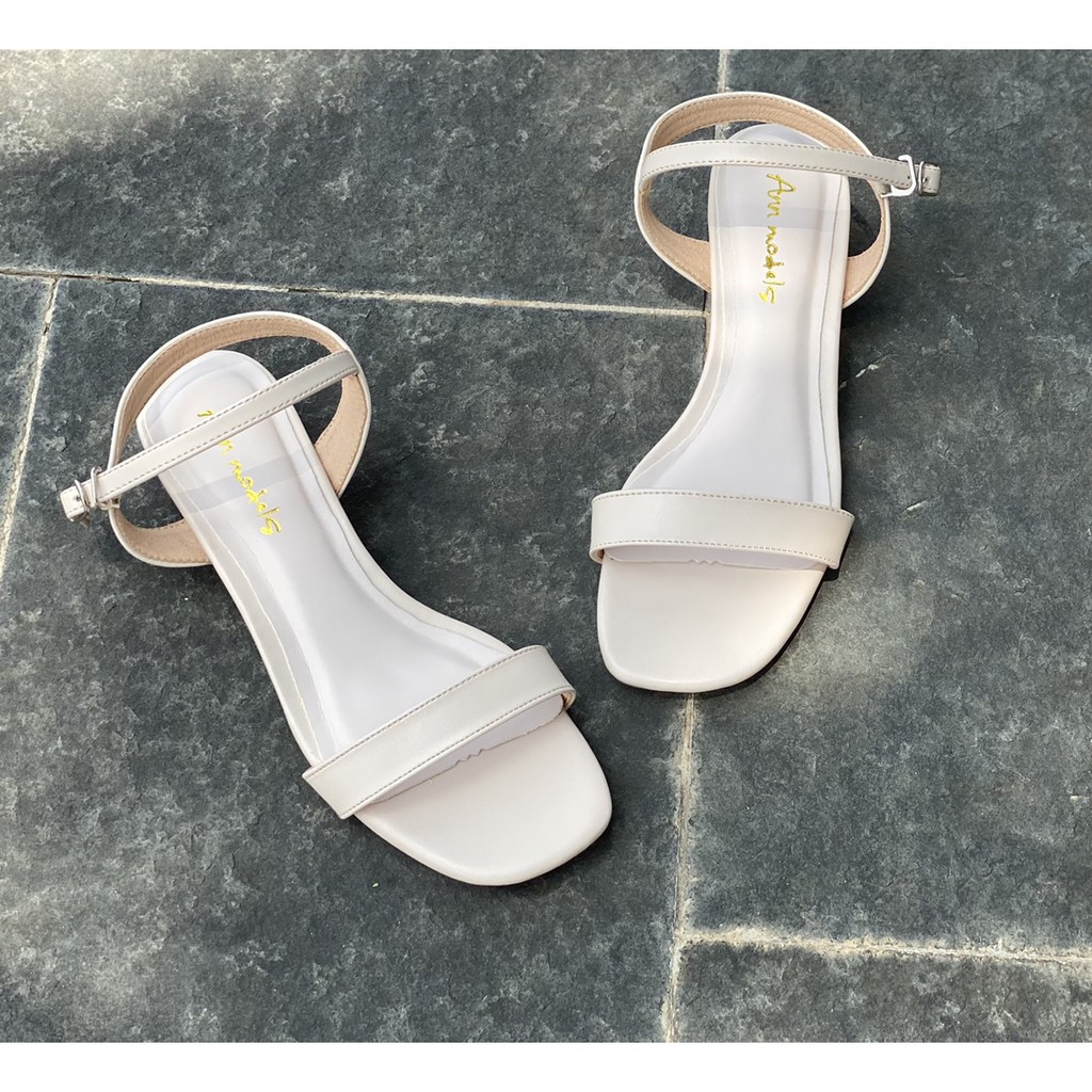 Giày sandal 2 phân gót vuông phối quai ngang kiểu dáng basic _A034