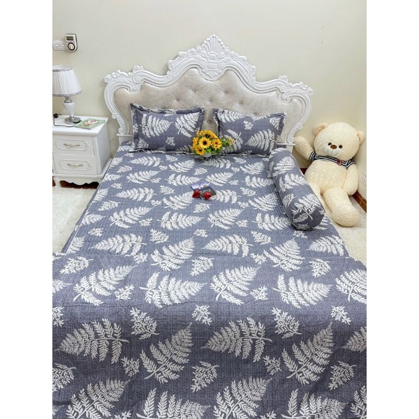 Bộ chăn ga gối phủ trần bông 100% Cotton Hàn Quốc