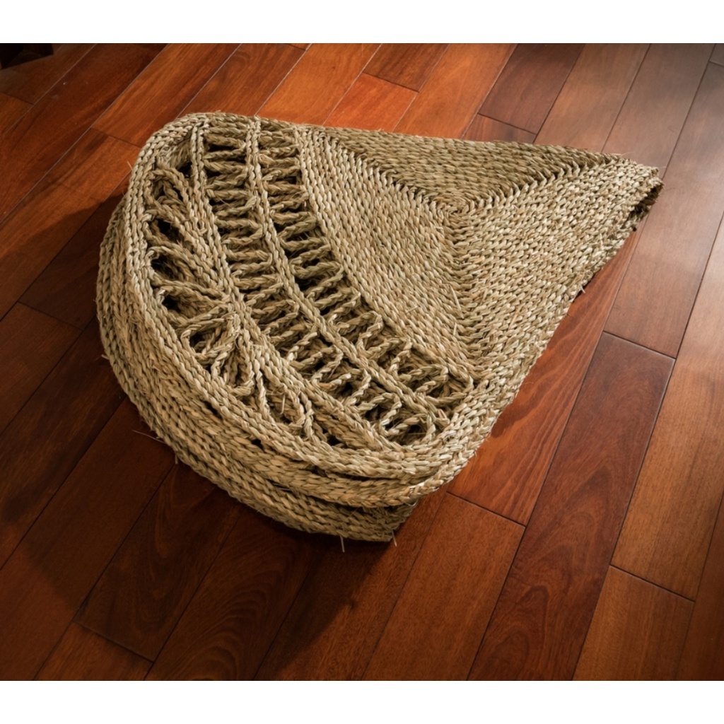 Thảm cói, thảm tròn decor trải sàn chụp ảnh hàng xuất khẩu HUNGPHUC size 1m
