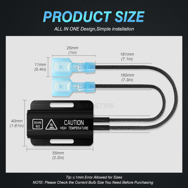Set 2 điện trở đèn led xi nhan Maxgtrs 50w 6ω cao cấp bền bỉ dành cho xe hơi