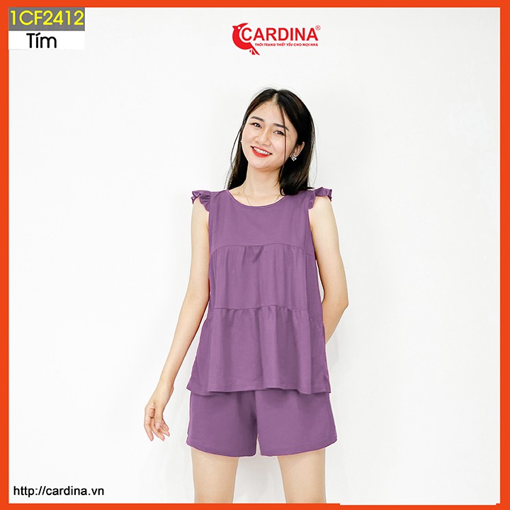 Đồ bộ nữ CARDINA chất cotton Nhật cao cấp áo cộc tay quần đùi dáng suông nhẹ nhàng 1CF24.