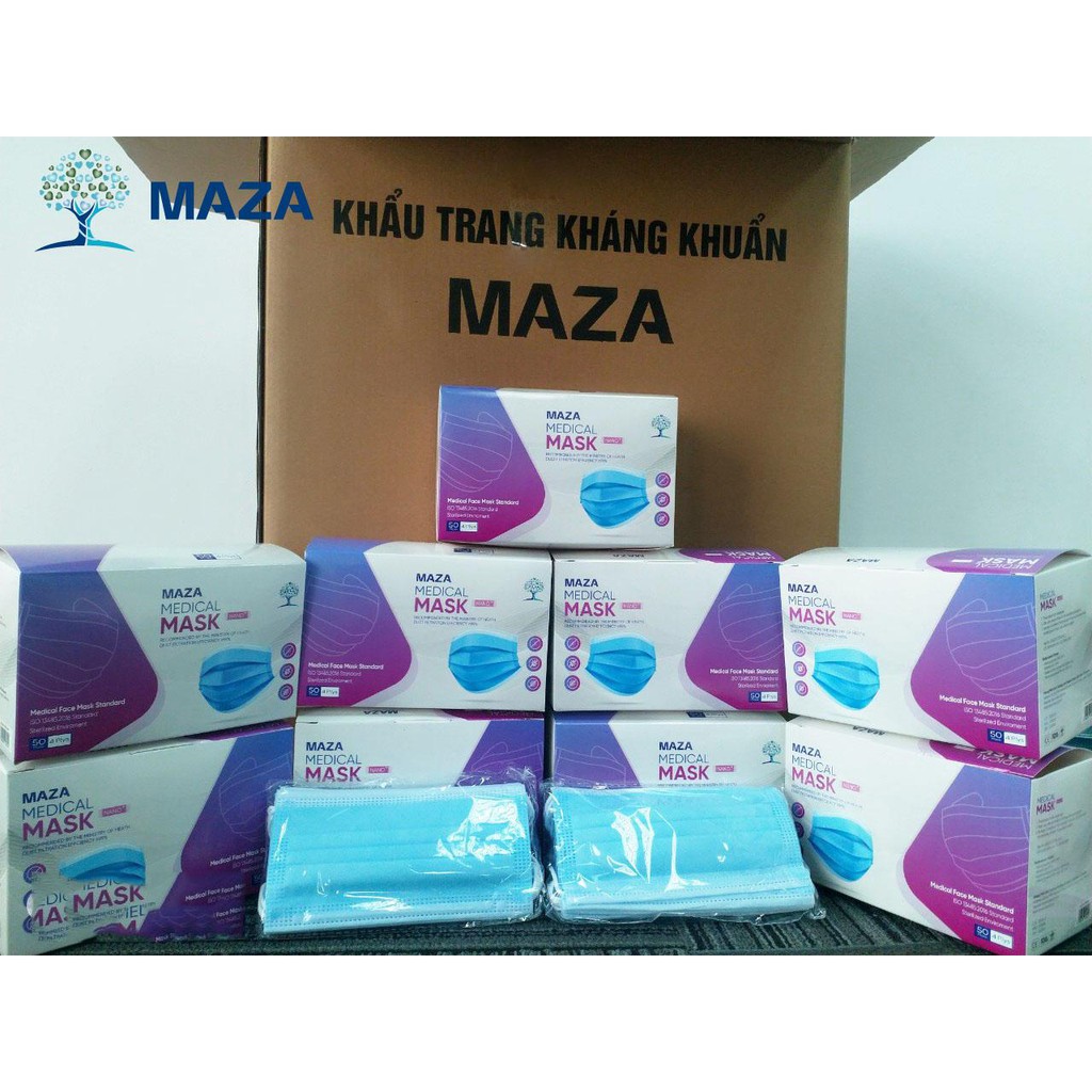 Khẩu trang 4 lớp MAZA NANO (hộp 50 cái) kháng khuẩn và lọc bụi