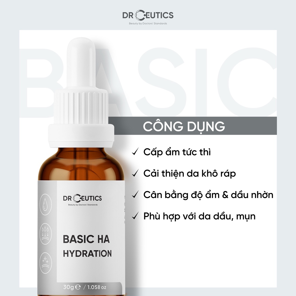 Serum HA Basic Hydration Drceutics - Tinh Chất Cho Da Dầu Mụn 30ml -100ml