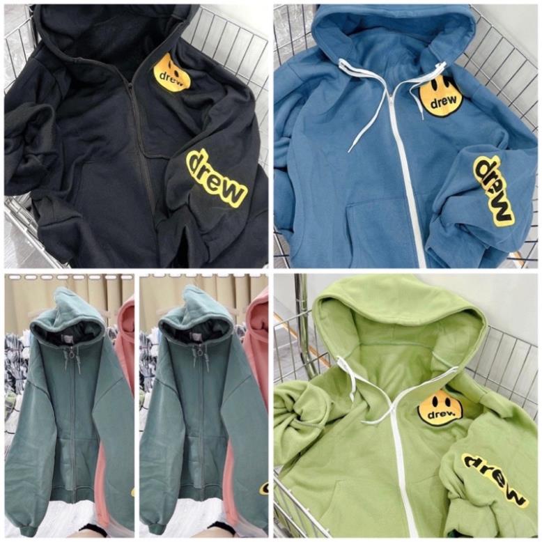 Áo Khoác Nỉ Hoodie Zip Kéo Khoá Mặt Cười Drew Mũ 2 Lớp Chất Nỉ Ngoại Dày Dặn Form Rộng Unisex Nam Nữ( Hàng Sẵn)