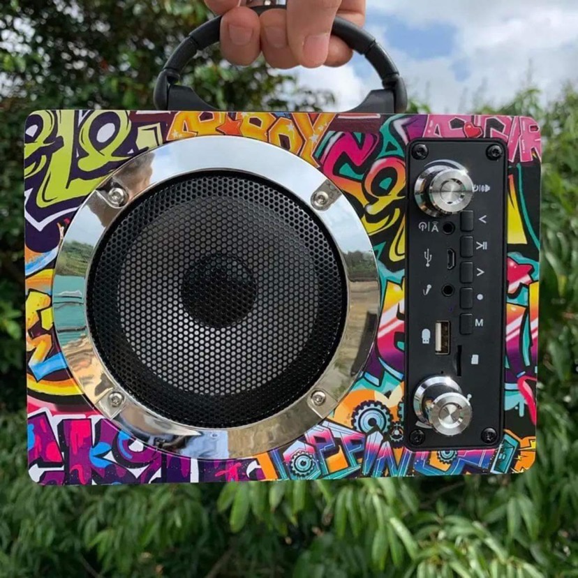Loa Bluetooth Graffiti di động, có hỗ trợ thẻ nhớ, USB, đài FM...