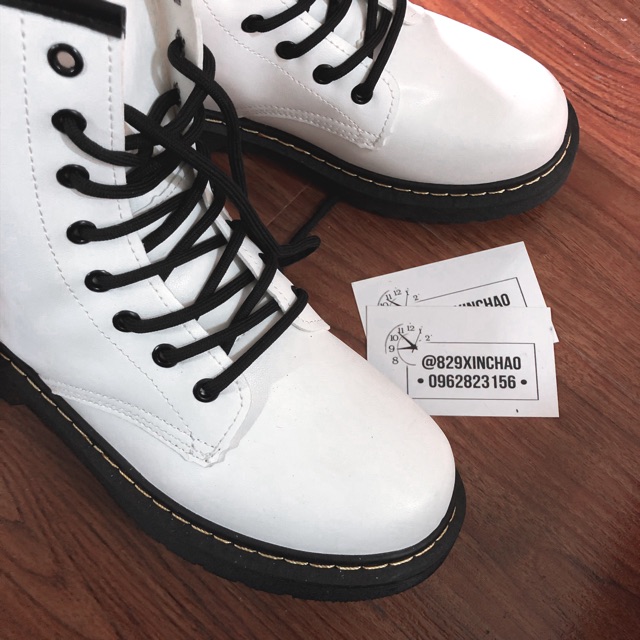 sẵn/ Boot Dr trắng 🖤 giày da martins 🤪Giày trắng cao cổ đế thấp, chất da trắng mịn (ĐẶT GIAO LUÔN) | BigBuy360 - bigbuy360.vn