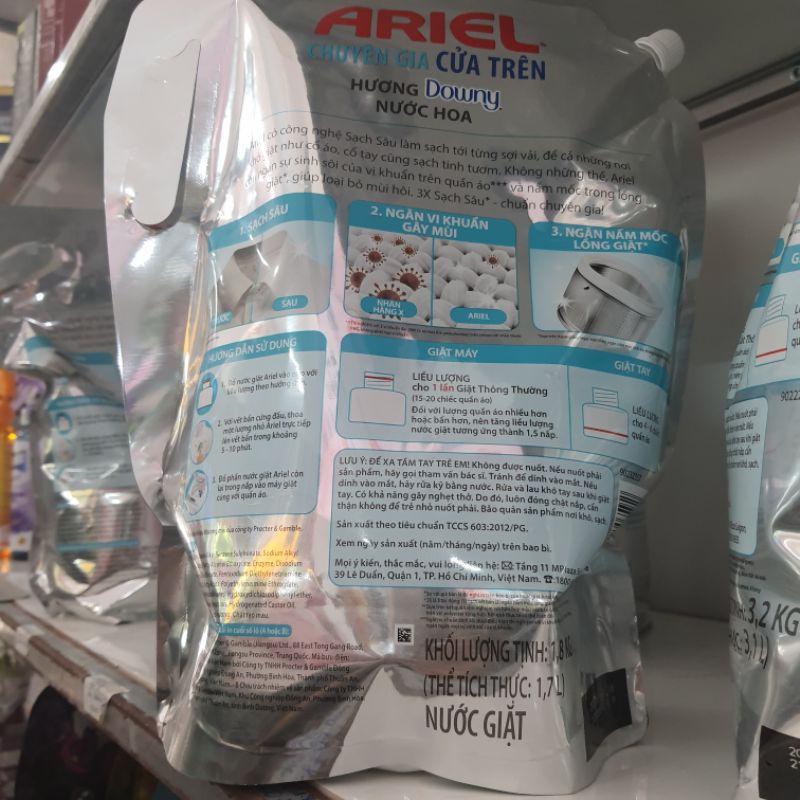 Nước giặt Ariel cửa Trên Hương downy túi 1,8kg