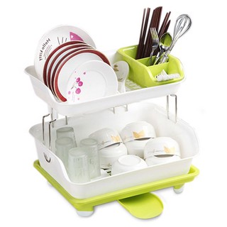 [Freeship] Kệ Chén Nhựa 2 Tầng Có Khay Thoát Nước