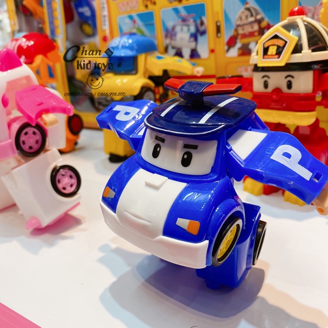 LOẠI TO_Bộ 6 xe Robot car poli biến hình cảnh sát_kèm video&ảnh thật no168-9