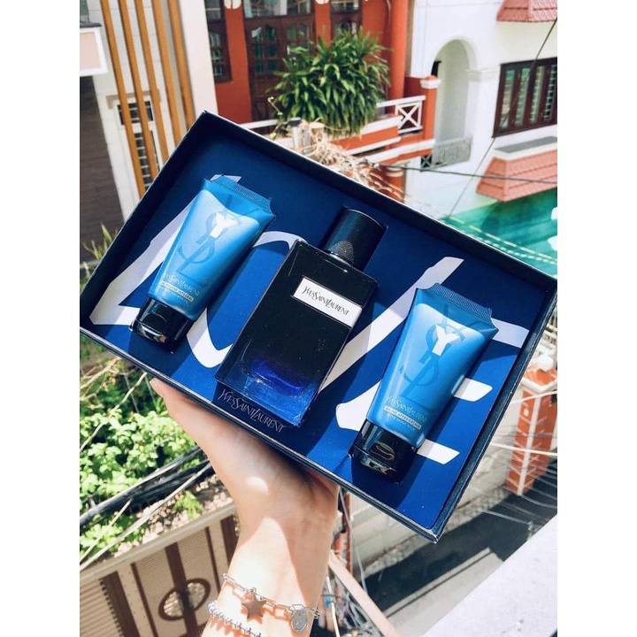 Bộ nước hoa Gift Set Yves Saint Laurent Y Eau de Parfum 3pcs (Nước hoa 100ml + sữa tắm 50ml + dưỡng sau cạo râu 50ml) | Thế Giới Skin Care