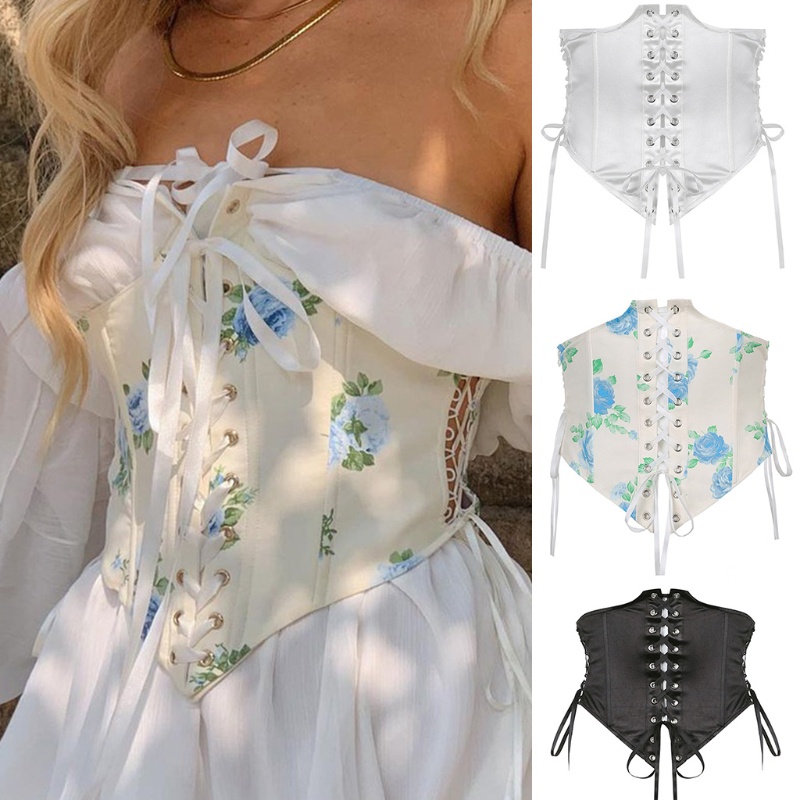 Áo corset croptop phong cách vintage quyến rũ dành cho nữ
