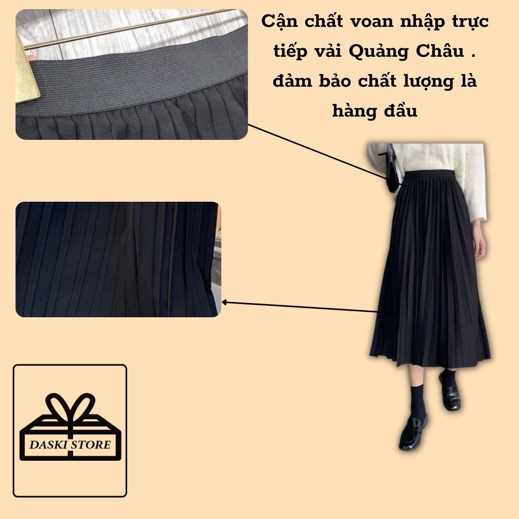 Chân Váy Xếp Li Dài - Váy voan đen cạp chun nữ Daski | WebRaoVat - webraovat.net.vn