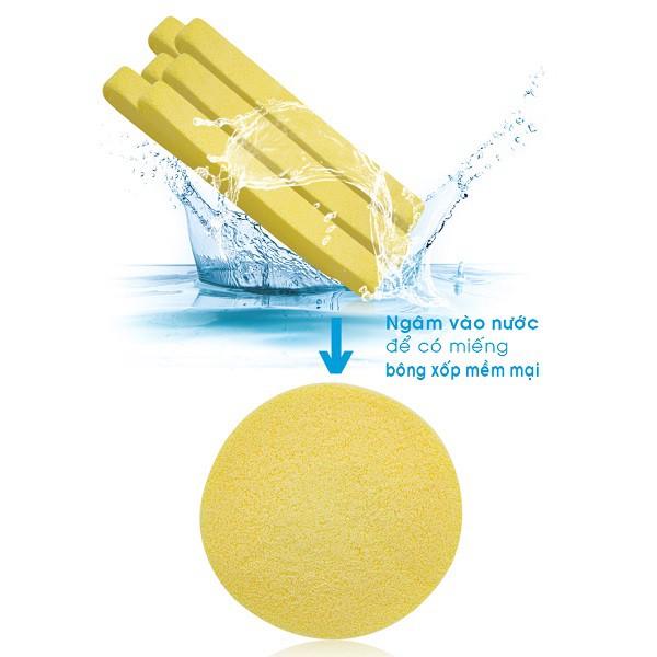 6 miếng bông rửa mặt bọt biển Mira Pliable Smooth Cao cấp Hàn Quốc - Hàng chính hãng