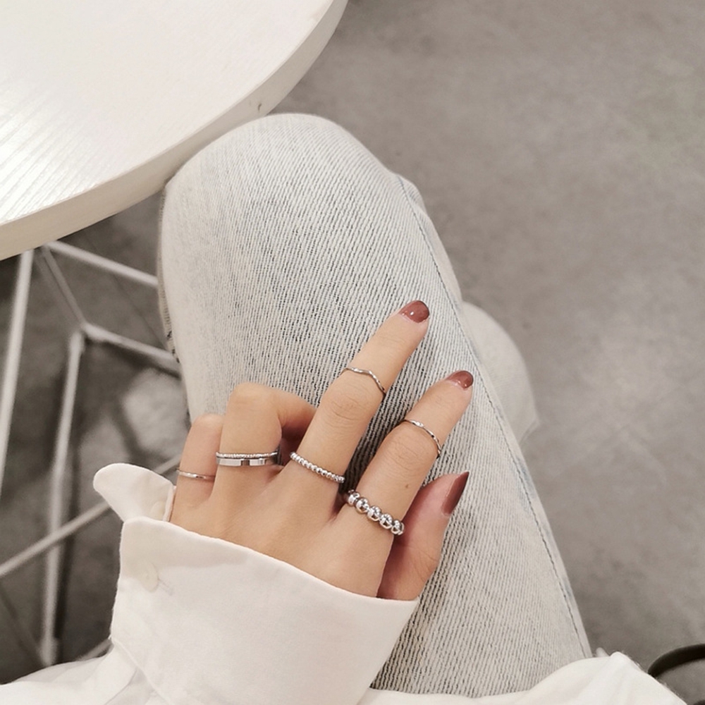 Set 7 Nhẫn Đeo Tay Kim Loại Đơn Giản Thời Trang Cho Nữ