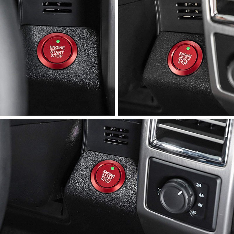 Car Engine Start Stop Button Cover Trim for Ford F-150 F150 XLT,Red