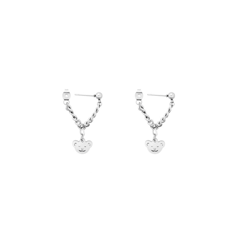 Khuyên Tai Dáng Dài Mặt Hình Gấu Phong Cách Hàn Quốc