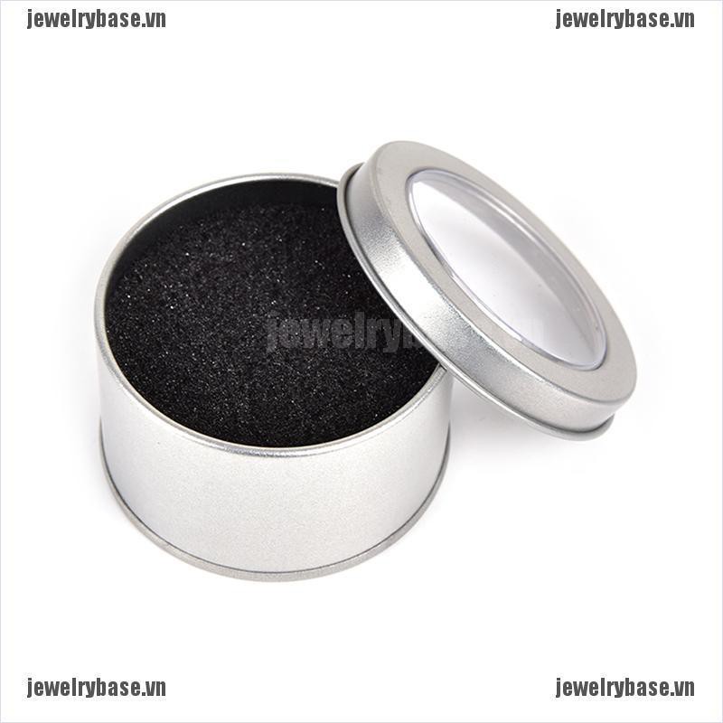 [Base] Silver Round Metal Jewelry Watch Box Display Case Watch Box Holder 6.5*4cm [VN]