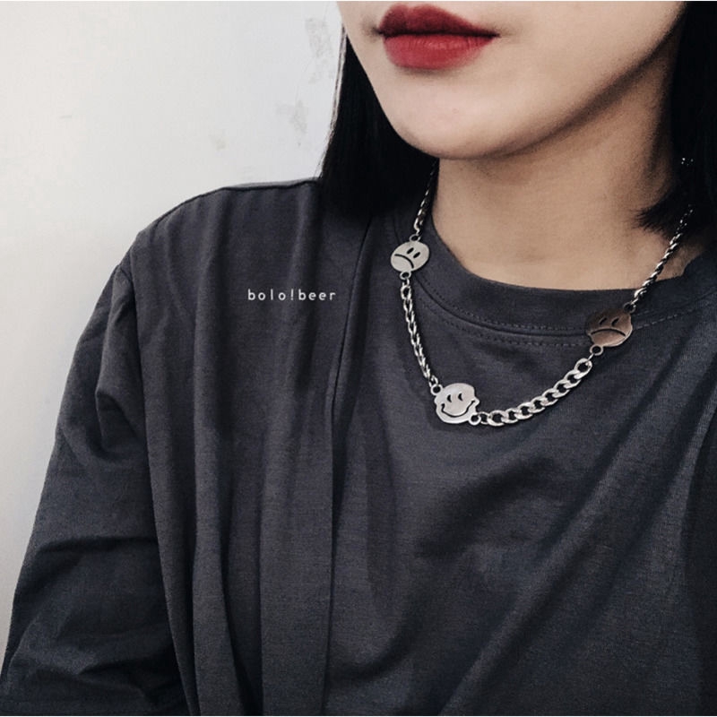 Vòng cổ Hình Mặt Cười Phong Cách Hiphop Đường Phố