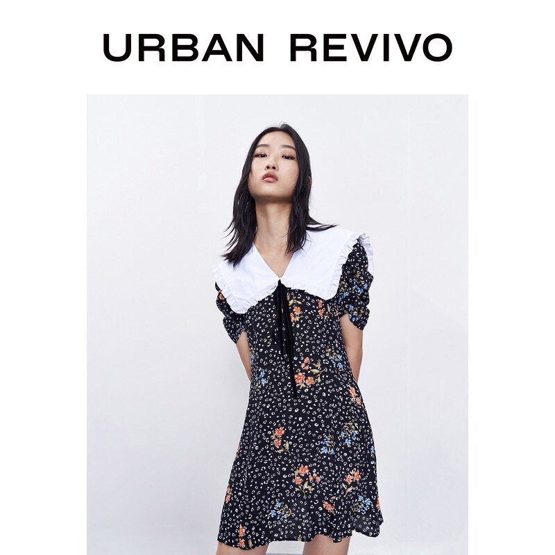Đầm hoa đen Urban Revivo (thay tag)