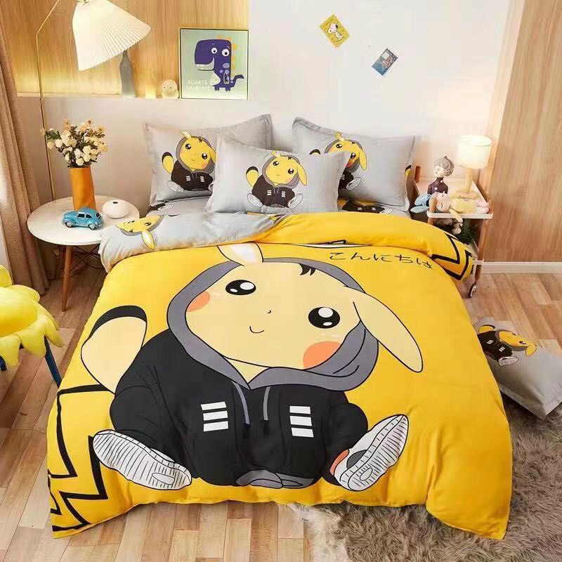 Trọn Bộ Chăn Ga Gối  Cotton Tina MẪU PIKACHU VANG. Siêu Cute. Salyphuongmai Shop