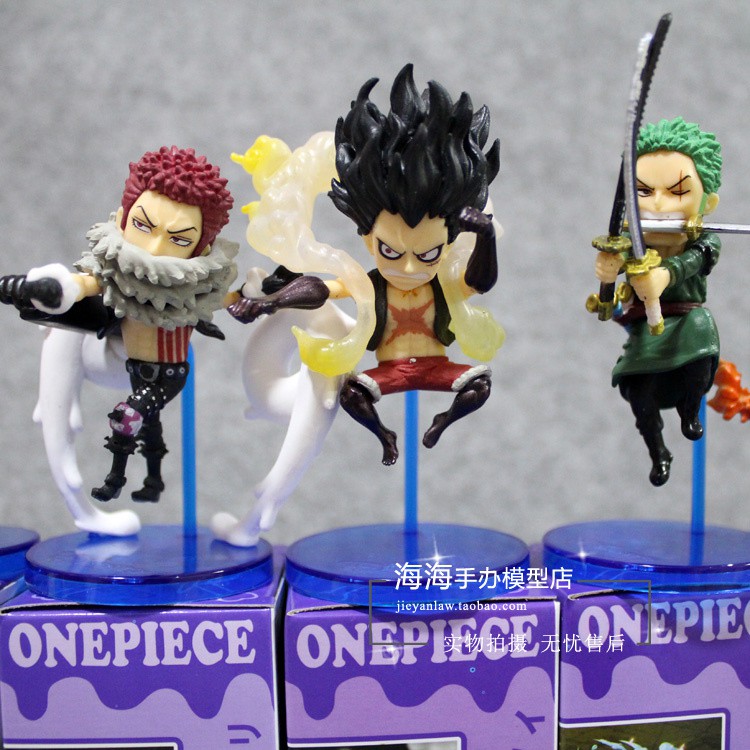 Bộ 6 mô hình Onepiece WCF chibi có luffy gear 4 snake man, katakuri, sanji, zoro, marco , ace