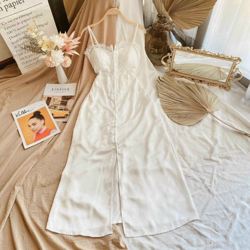 [ FREE SHIP ] ĐẦM MIDI 2S VIỀN REN PHỐI NÚT D0508 siu xynh | BigBuy360 - bigbuy360.vn