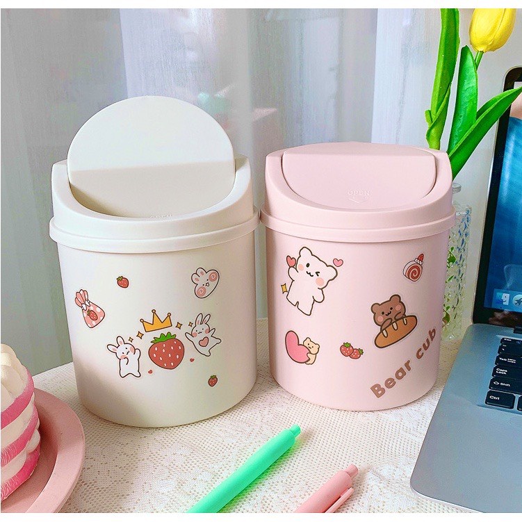 Thùng Rác Mini Nắp Lật Để Bàn Xinh Xắn, Đựng Rác, Dụng Cụ Văn Phòng Phẩm - TamaChan