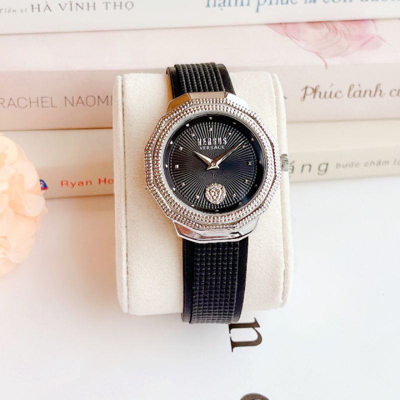 Đồng hồ nữ VERSUS Paradise dây da đen viền Sliver